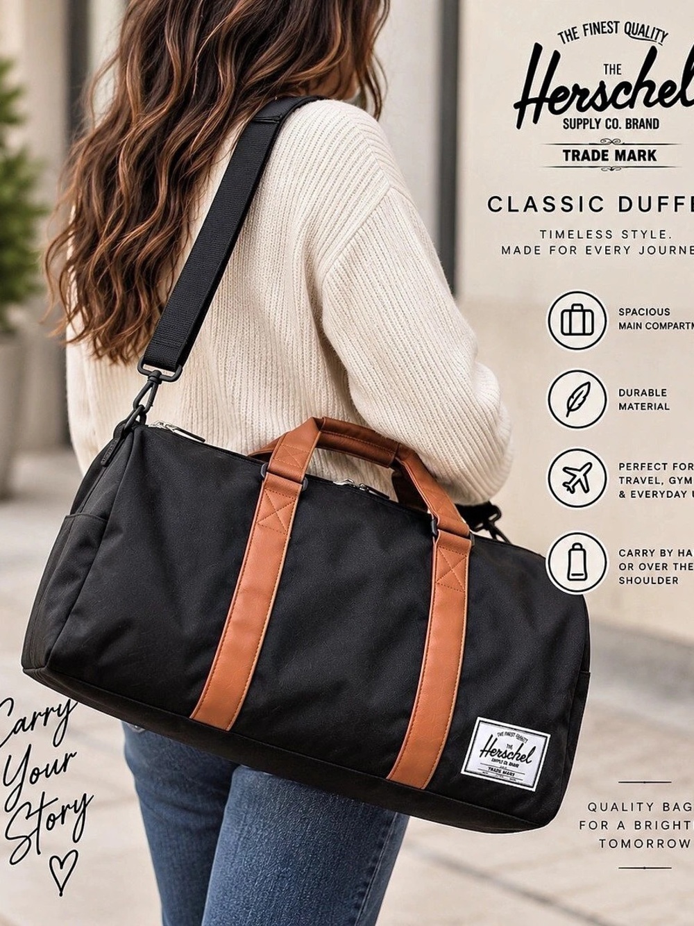 Herschel Classic Duffel Black & Brown Duffel